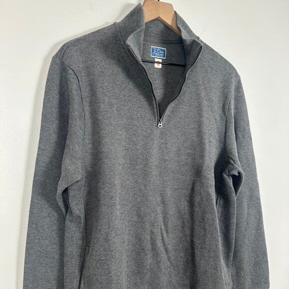 J.Crew Mens Quarter-Zip Vintage Fleece Ribbed Mock Neck Grey Sweatshirt Small - Picture 3 of 6